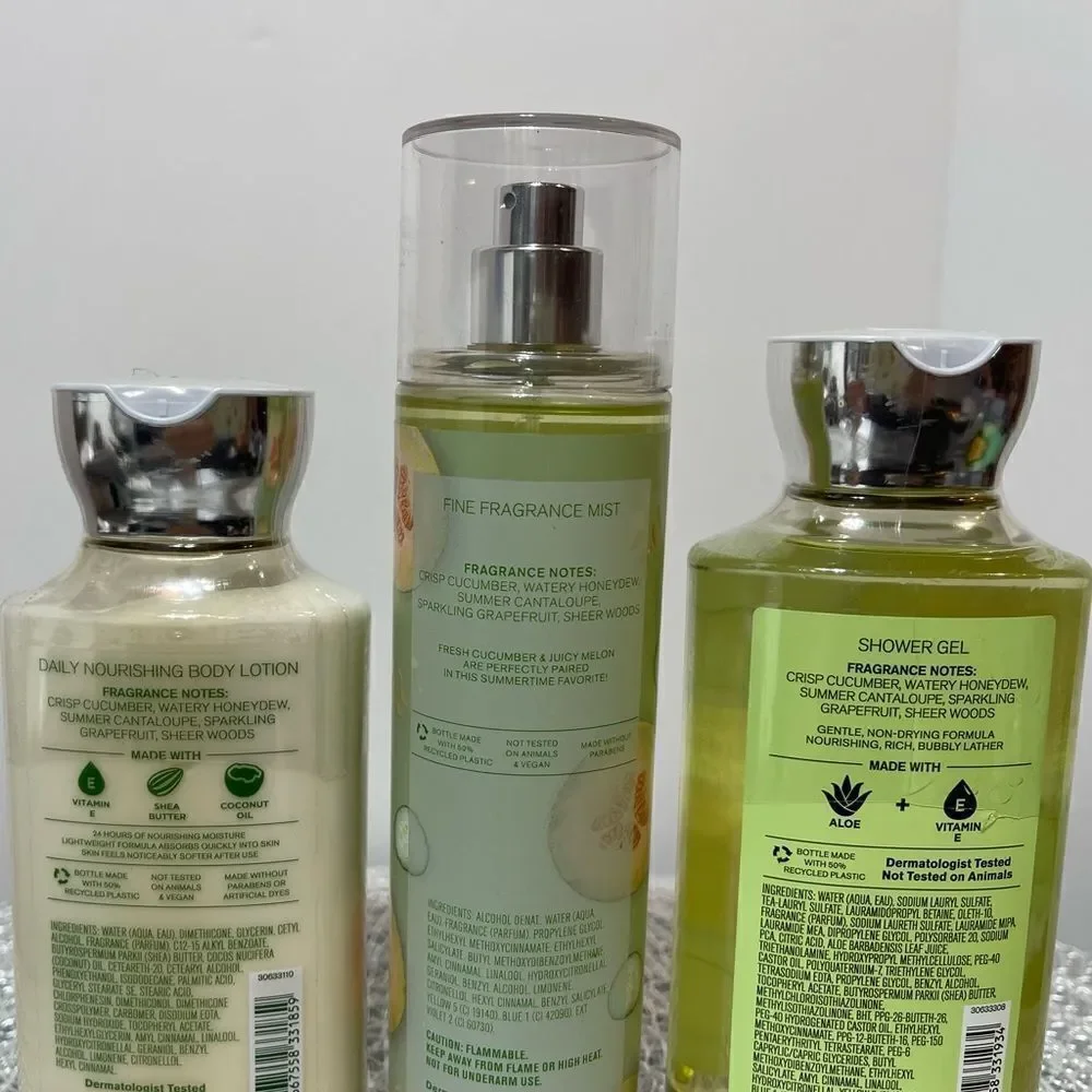 BBW Cucumber Melon Body Lotion, Fragrance Mist and a shower Gel set of 3 NWT